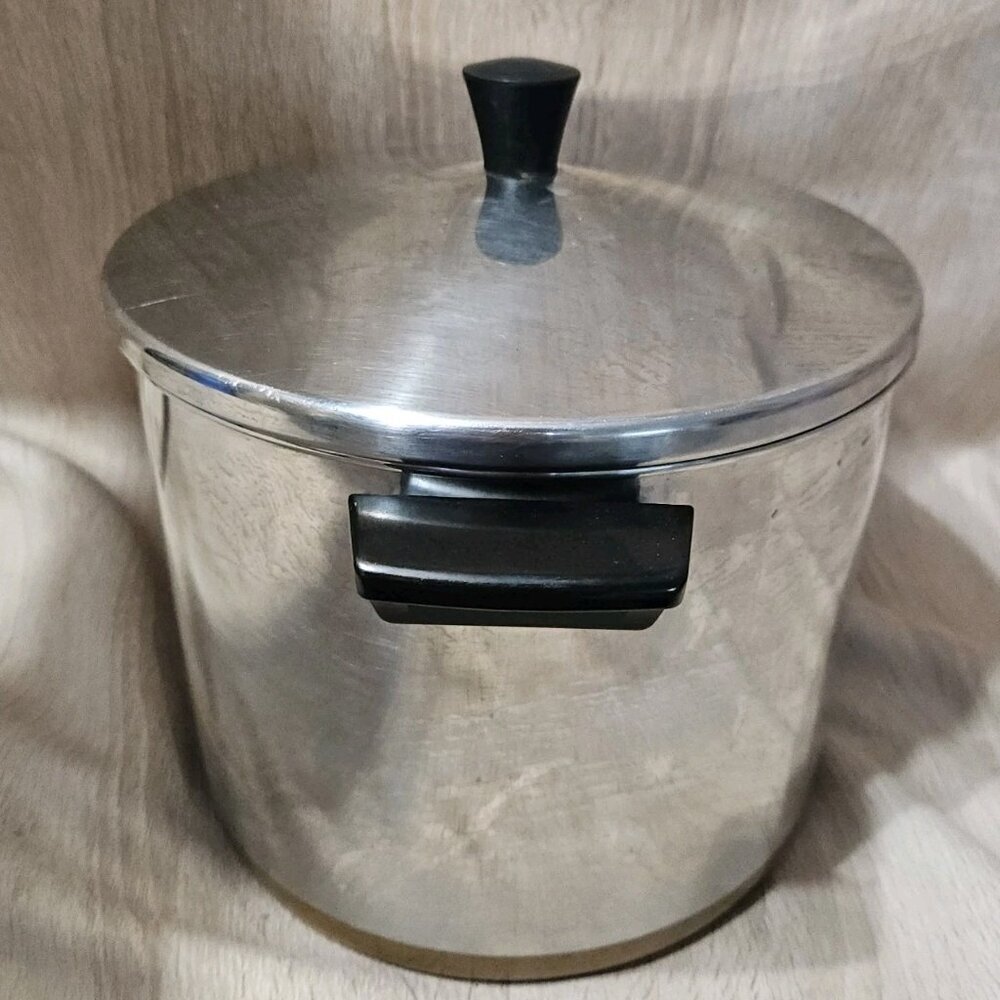 Vintage Revere Ware 1801 Copper Bottom 8 Qt Quart Stock Pot & Lid USA Clinton OH - Picture 4 of 10